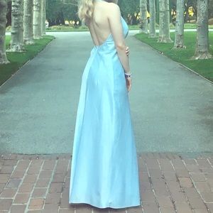 Vintage Jean Harlow-look Ice Blue Satin Gown